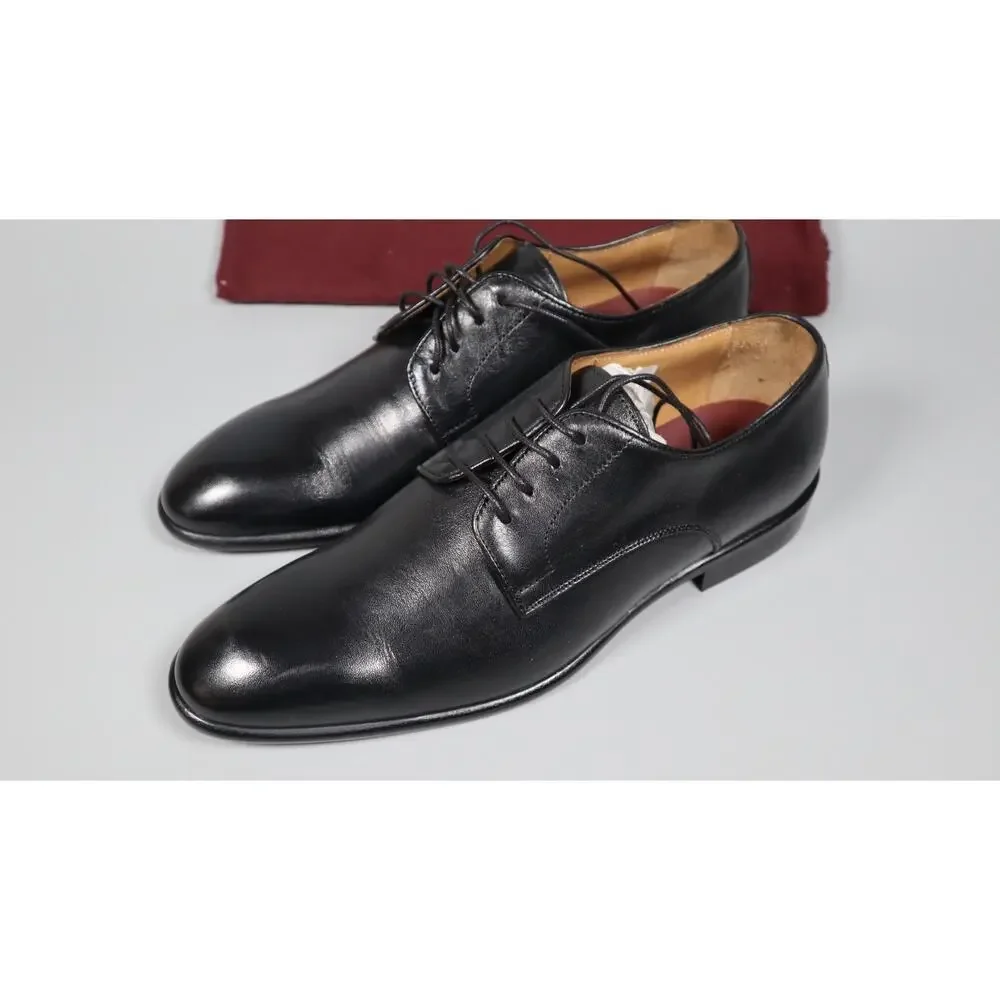 Bruno Magli Salerno Derby Dress Shoes Men's Black Leather Italy 9.5 Lace Up